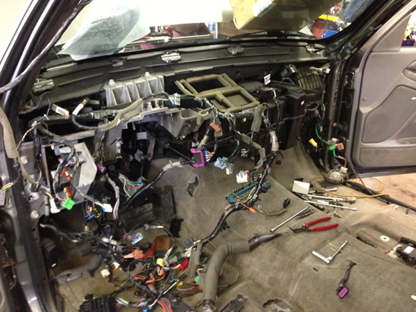 Dashboard removed during repair in the shop