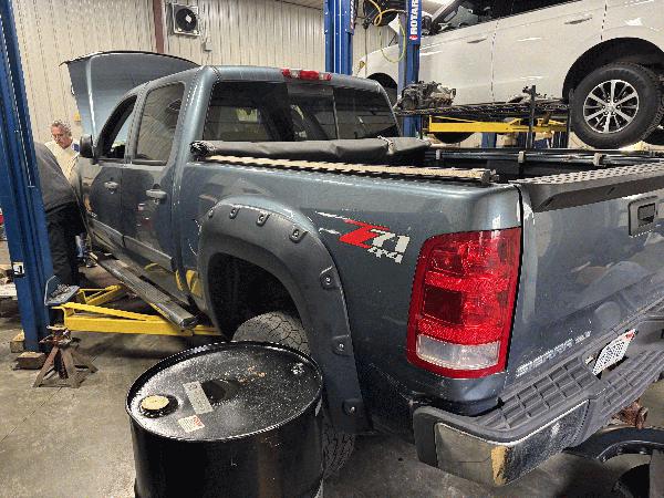 Pickup truck in the Bove's repair shop